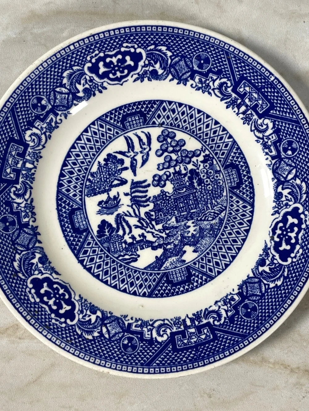 Vintage Willowware Blue and White Plate 6.5